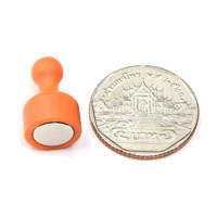 พินแม่เหล็กแรงสูง Magnetic Push Pins 12mm x 20mm สีส้ม