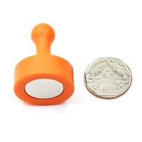พินแม่เหล็กแรงสูง Magnetic Push Pins 29mm x 38mm สีส้ม