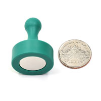 พินแม่เหล็กแรงสูง Magnetic Push Pins 29mm x 38mm สีเขียว