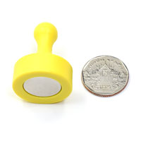 พินแม่เหล็กแรงสูง Magnetic Push Pins 29mm x 38mm สีเหลือง