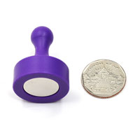 พินแม่เหล็กแรงสูง Magnetic Push Pins 29mm x 38mm สีม่วง