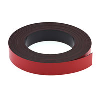 แม่เหล็กยาง เคลือบ PVC ขนาด 25mm x 1mm ยาว 10เมตร - สีแดง