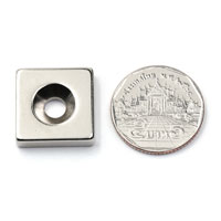 แม่เหล็กแรงสูง Neodymium ขนาด 20mm x 20mm x 5mm รู 5.5mm : งาน Premium งานคัดพิเศษ คุณภาพสูง