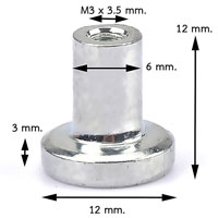 ฐานแม่เหล็กแรงสูง Mounting Magnet 12mm x 12mm เกลียวใน M3 ฐานแม่เหล็กแรงสูง Mounting Magnet 12mm x 12mm เกลียวใน M3