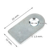 แผ่นเหล็ก Steel plate ขนาด 23mmx 12mm x 1.5mm รู 4mm