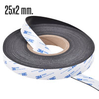 แม่เหล็กยางสติกเกอร์ 3M ขนาด 25mm x 2mm - ยาว 10เมตร [ยกม้วน]